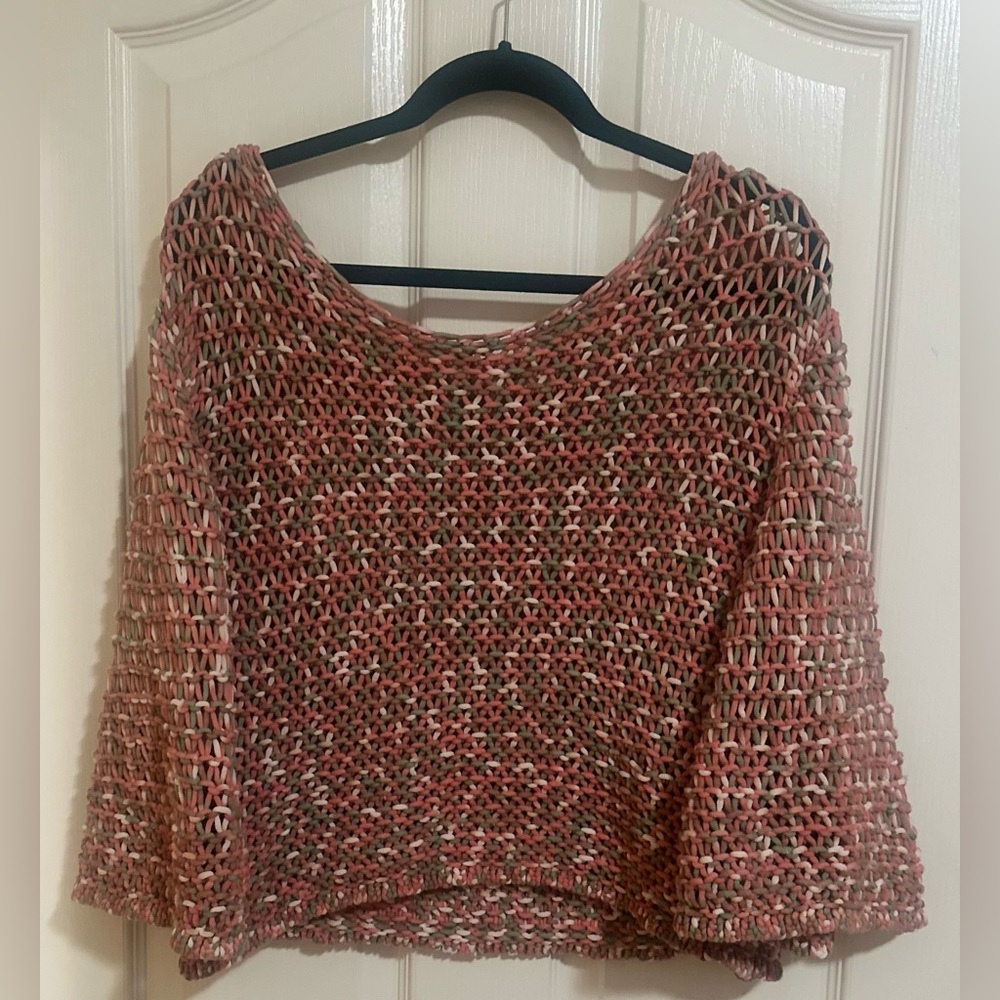 Women’s ANTHROPOLOGIE MOTH‎ Salina Open Knit Multicolor Sweater. Size M. - Picture 2 of 6